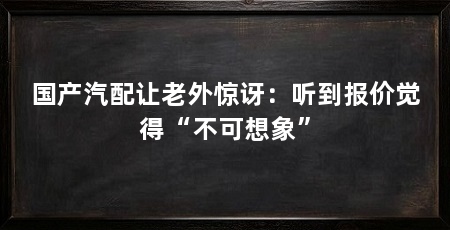 国产汽配让老外惊讶:听到报价觉得“不可想象”
