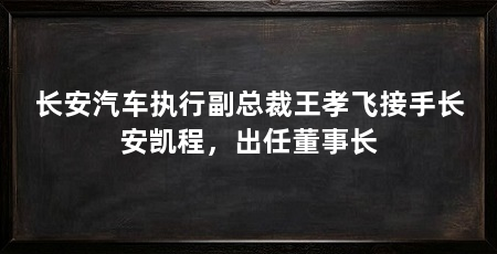 长安汽车执行副总裁王孝飞接手长安凯程，出任董事长