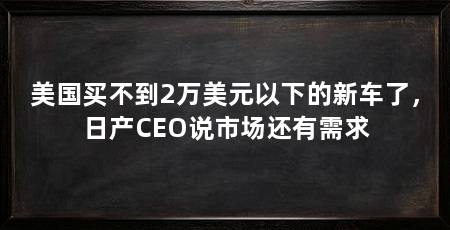 美国买不到2万美元以下的新车了，日产CEO说市场还有需求