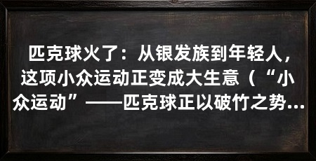 匹克球火了:从银发族到年轻人,这项小众运动正变成大生意(“小众运动”——匹克球正以破竹之势席卷中国体育消费市场