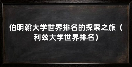 伯明翰大学世界排名的探索之旅(利兹大学世界排名)