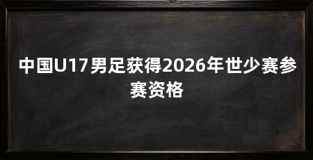 中国U17男足获得2026年世少赛参赛资格