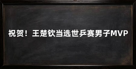 祝贺！王楚钦当选世乒赛男子MVP
