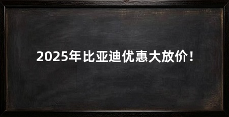 2025年比亚迪优惠大放价！