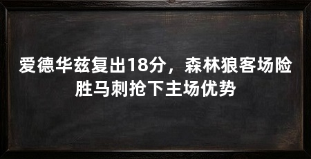爱德华兹复出18分,森林狼客场险胜马刺抢下主场优势