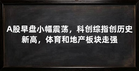 A股早盘小幅震荡,科创综指创历史新高,体育和地产板块走强