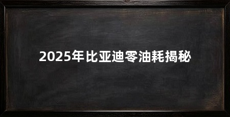 2025年比亚迪零油耗揭秘