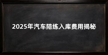 2025年汽车陪练入库费用揭秘