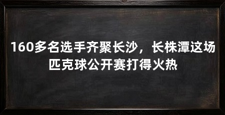 160多名选手齐聚长沙,长株潭这场匹克球公开赛打得火热