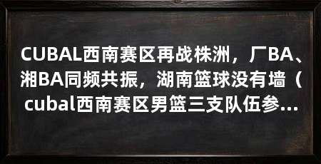 CUBAL西南赛区再战株洲,厂BA、湘BA同频共振,湖南篮球没有墙(cubal西南赛区男篮三支队伍参加cubal西南赛区决赛