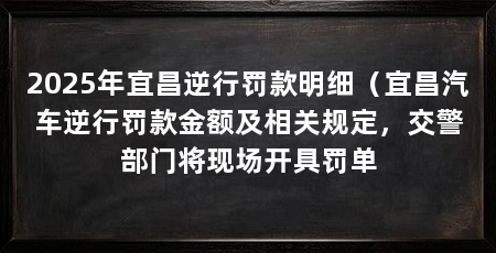 2025年宜昌逆行罚款明细(宜昌汽车逆行罚款金额及相关规定,交警部门将现场开具罚单