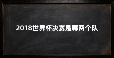 2018世界杯决赛是哪两个队