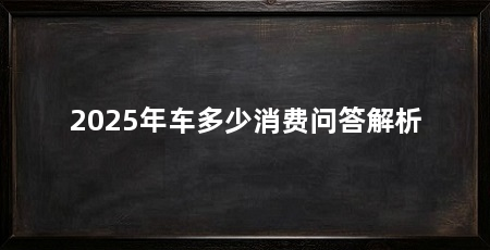 2025年车多少消费问答解析
