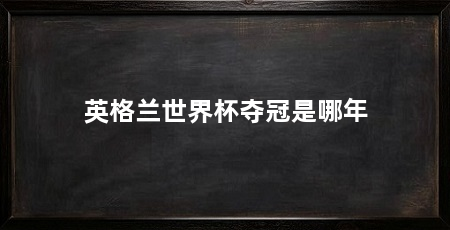 英格兰世界杯夺冠是哪年