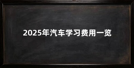 2025年汽车学习费用一览