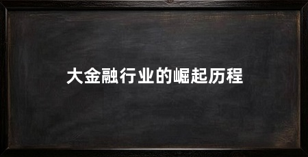 大金融行业的崛起历程