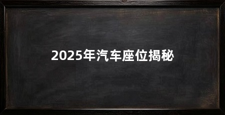 2025年汽车座位揭秘