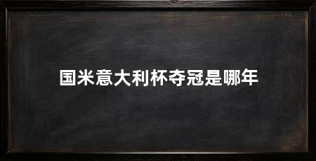 国米意大利杯夺冠是哪年