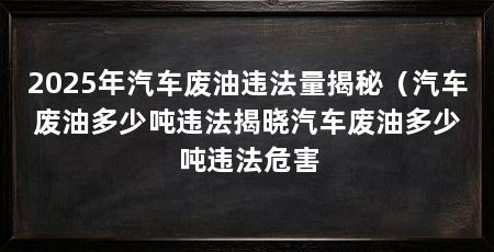 2025年汽车废油违法量揭秘（汽车废油多少吨违法揭晓汽车废油多少吨违法危害