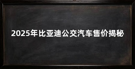 2025年比亚迪公交汽车售价揭秘