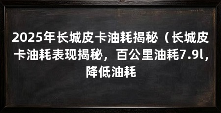 2025年长城皮卡油耗揭秘（长城皮卡油耗表现揭秘，百公里油耗7.9l，降低油耗