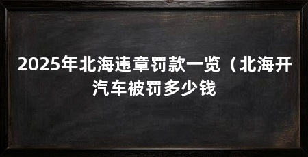 2025年北海违章罚款一览(北海开汽车被罚多少钱