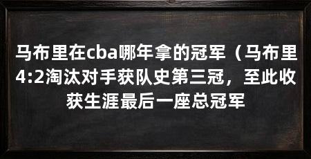 马布里在cba哪年拿的冠军（马布里4:2淘汰对手获队史第三冠，至此收获生涯最后一座总冠军