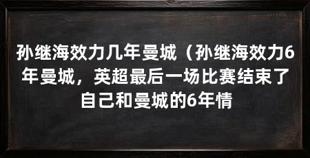 孙继海效力几年曼城(孙继海效力6年曼城,英超最后一场比赛结束了自己和曼城的6年情