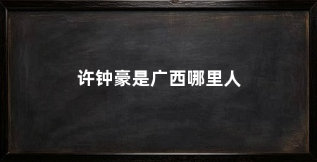 许钟豪是广西哪里人