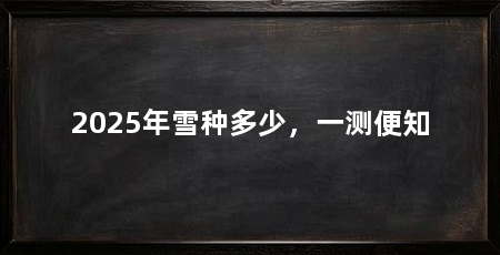 2025年雪种多少,一测便知