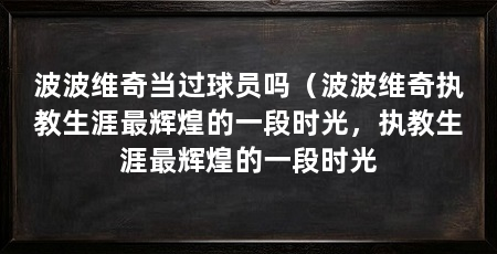 波波维奇当过球员吗（波波维奇执教生涯最辉煌的一段时光，执教生涯最辉煌的一段时光