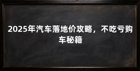 2025年汽车落地价攻略，不吃亏购车秘籍