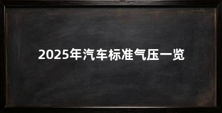 2025年汽车标准气压一览