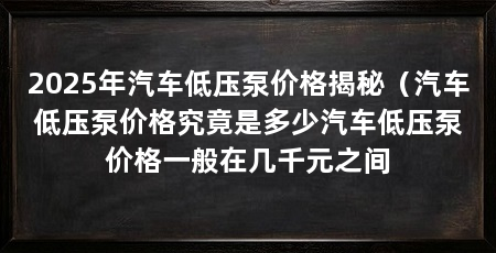 2025年汽车低压泵价格揭秘(汽车低压泵价格究竟是多少汽车低压泵价格一般在几千元之间