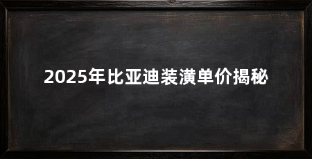 2025年比亚迪装潢单价揭秘
