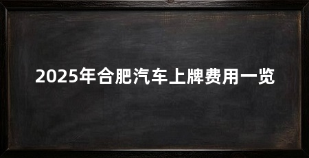 2025年合肥汽车上牌费用一览