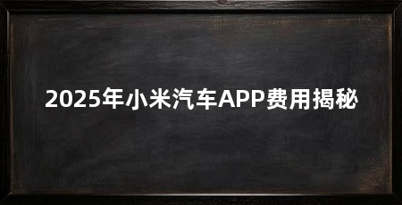 2025年小米汽车APP费用揭秘