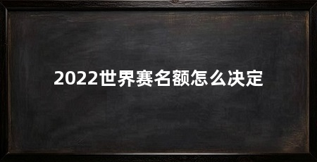 2022世界赛名额怎么决定