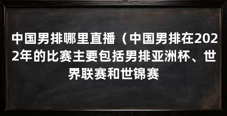 中国男排哪里直播（中国男排在2022年的比赛主要包括男排亚洲杯、世界联赛和世锦赛