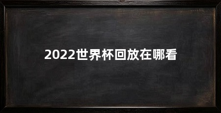 2022世界杯回放在哪看