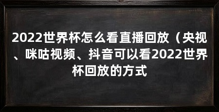 2022世界杯怎么看直播回放(央视、咪咕视频、抖音可以看2022世界杯回放的方式