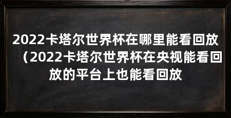 2022卡塔尔世界杯在哪里能看回放(2022卡塔尔世界杯在央视能看回放的平台上也能看回放