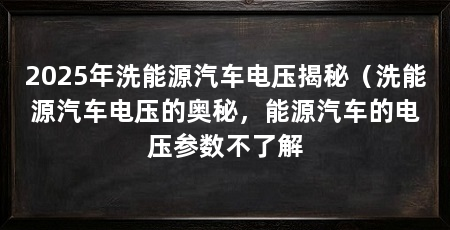 2025年洗能源汽车电压揭秘（洗能源汽车电压的奥秘，能源汽车的电压参数不了解